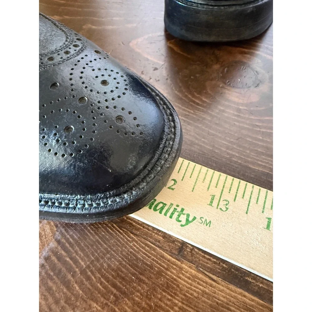 Mens Black Pebbled Leather Wingtip Brogue Oxford Dress Shoes Lace Up